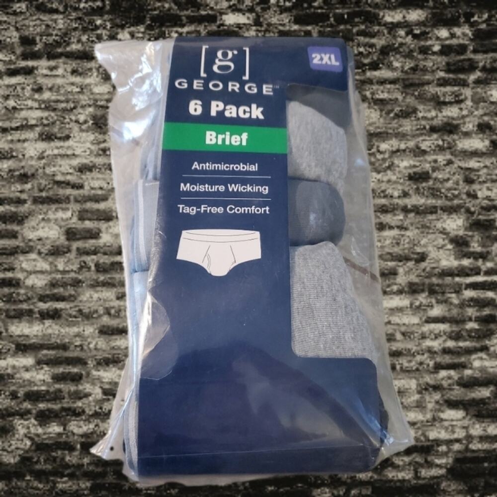 George Men's 6 pk Antimicrobial Moisture Wicking Tag Free briefs 2xl New